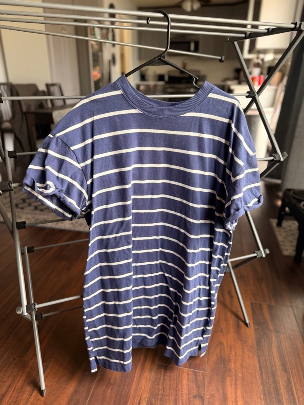 Time and Tru Navy and White Striped Maxi Dress
